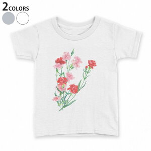 tシャツ キッズ 半袖 白地 デザイン 90 100 110 120 130 140 150 Tシャツ ティーシャツ T shirt 012920 母の日 カーネーション 花