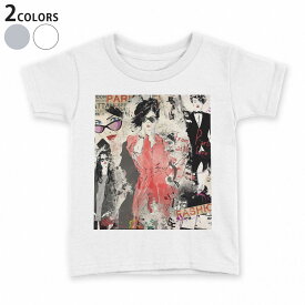 tシャツ キッズ 半袖 白地 デザイン 110 120 130 140 150 Tシャツ ティーシャツ T shirt 014970 イラスト　女の子　英字　外国　ポスター