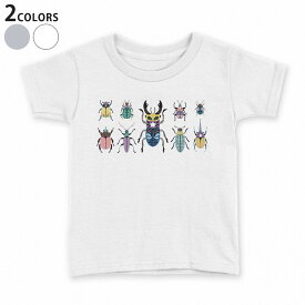 tシャツ キッズ 半袖 白地 デザイン 90 100 110 120 130 140 150 160 Tシャツ ティーシャツ T shirt 017768 昆虫　虫 昆虫　虫　カラフル　一覧