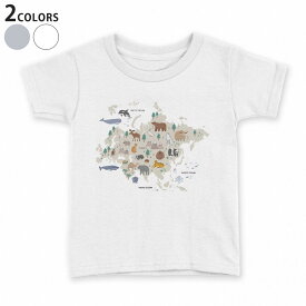 tシャツ キッズ 半袖 白地 デザイン 110 120 130 140 150 Tシャツ ティーシャツ T shirt 019960 eurasia map 動物 地図