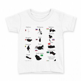 tシャツ キッズ 半袖 白地 デザイン 150 サイズ Tシャツ ティーシャツ T shirt 003441 外国　国旗　地図