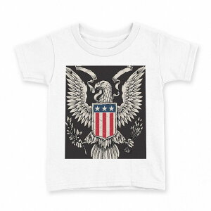 tシャツ キッズ 半袖 白地 デザイン 130 サイズ Tシャツ ティーシャツ T shirt 004576 鳥 黒 国旗