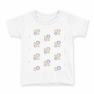 tシャツ キッズ 半袖 白地 デザイン 100 サイズ Tシャツ ティーシャツ T shirt 009611  あさがお 和風