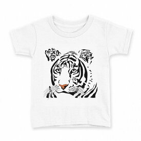 tシャツ キッズ 半袖 白地 デザイン 130 サイズ Tシャツ ティーシャツ T shirt 011548 動物　アニマル　虎