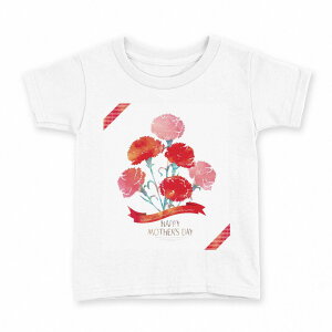 tシャツ キッズ 半袖 白地 デザイン 150 サイズ Tシャツ ティーシャツ T shirt 012948 母の日 カーネーション 花