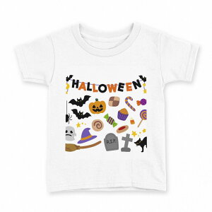 tシャツ キッズ 半袖 白地 デザイン 160 サイズ Tシャツ ティーシャツ T shirt 013852 ハロウィン かぼちゃ おばけ