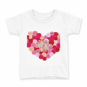 tシャツ キッズ 半袖 白地 デザイン 120 サイズ Tシャツ ティーシャツ T shirt 015311 母の日 バラ 花 母 カーネーション