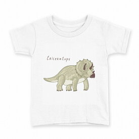 tシャツ キッズ 半袖 白地 デザイン 150 サイズ Tシャツ ティーシャツ T shirt 017559 ダイナソー　恐竜　Dinosaur トリケラトプス