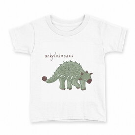 tシャツ キッズ 半袖 白地 デザイン 100 サイズ Tシャツ ティーシャツ T shirt 017564 ダイナソー　恐竜　Dinosaur　アンキロサウルス