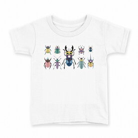 tシャツ キッズ 半袖 白地 デザイン 110 サイズ Tシャツ ティーシャツ T shirt 017768 昆虫　虫　カラフル　一覧