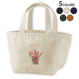 デザインランチバッグ キャンバス デイパック バッグ レディースバッグ トートバッグ ナチュラル 黒 black 002516 クリスマス　サンタ