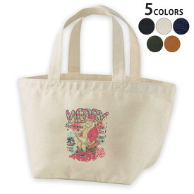 デザインランチバッグ キャンバス デイパック バッグ レディースバッグ トートバッグ ナチュラル 黒 black 002703 クリスマス　サンタ