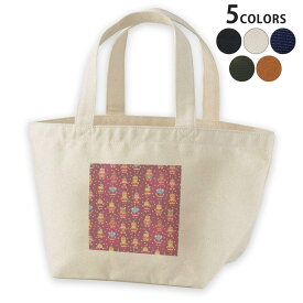 デザインランチバッグ キャンバス デイパック バッグ レディースバッグ トートバッグ ナチュラル 黒 black 007677 赤　レッド　動物　模様　サンタ