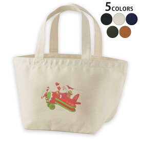 デザインランチバッグ キャンバス デイパック バッグ レディースバッグ トートバッグ ナチュラル 黒 black 010009 クリスマス　サンタ　キャラクター
