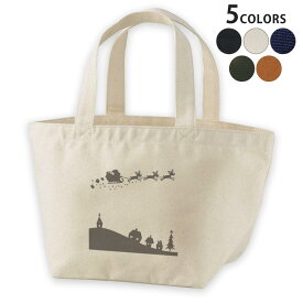 デザインランチバッグ キャンバス デイパック バッグ レディースバッグ トートバッグ ナチュラル 黒 black 010015 クリスマス　サンタ　白　黒