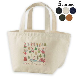 デザインランチバッグ キャンバス デイパック バッグ レディースバッグ トートバッグ ナチュラル 黒 black 013569 クリスマス　サンタ