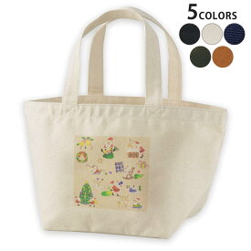 デザインランチバッグ キャンバス デイパック バッグ レディースバッグ トートバッグ ナチュラル 黒 black 013615 クリスマス　サンタ　トナカイ