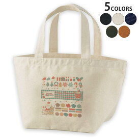 デザインランチバッグ キャンバス デイパック バッグ レディースバッグ トートバッグ ナチュラル 黒 black 013798 クリスマス　サンタ　トナカイ