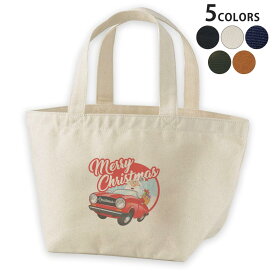 デザインランチバッグ キャンバス デイパック バッグ レディースバッグ トートバッグ ナチュラル 黒 black 013848 クリスマス　サンタ　ポップ