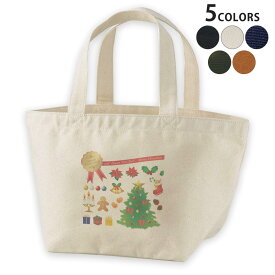 デザインランチバッグ キャンバス デイパック バッグ レディースバッグ トートバッグ ナチュラル 黒 black 013954 クリスマス　ツリー　サンタ