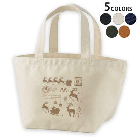 デザインランチバッグ キャンバス デイパック バッグ レディースバッグ トートバッグ ナチュラル 黒 black 013955 クリスマス　サンタ　トナカイ