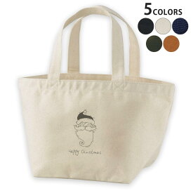 デザインランチバッグ キャンバス デイパック バッグ レディースバッグ トートバッグ ナチュラル 黒 black 015486 クリスマス　サンタクロース