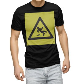tシャツ メンズ 半袖 ブラック デザイン XS S M L XL 2XL Tシャツ ティーシャツ T shirt　黒 000040 ユニーク 危険　看板　絵