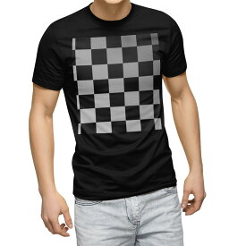 tシャツ メンズ 半袖 ブラック デザイン XS S M L XL 2XL Tシャツ ティーシャツ T shirt　黒 000092 チェック・ボーダー モノクロ　タイル　市松模様