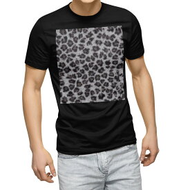 tシャツ メンズ 半袖 ブラック デザイン XS S M L XL 2XL Tシャツ ティーシャツ T shirt　黒 000137 アニマル ヒョウ柄　ひょうがら　グレー