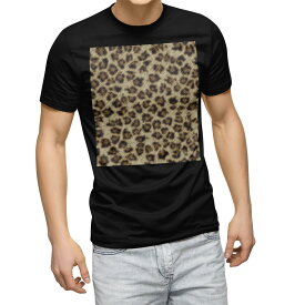 tシャツ メンズ 半袖 ブラック デザイン XS S M L XL 2XL Tシャツ ティーシャツ T shirt　黒 000138 アニマル ヒョウ柄　ひょうがら　茶色