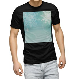 tシャツ メンズ 半袖 ブラック デザイン XS S M L XL 2XL Tシャツ ティーシャツ T shirt　黒 001436 フラワー 雪の結晶　冬　シャボン玉