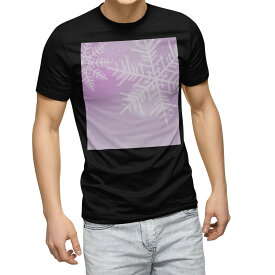 tシャツ メンズ 半袖 ブラック デザイン XS S M L XL 2XL Tシャツ ティーシャツ T shirt　黒 001437 フラワー 雪の結晶　冬　シャボン玉
