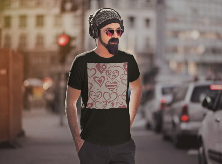 楽天市場 Tシャツ メンズ 半袖 ブラック デザイン Xs S M L Xl 2xl Tシャツ ティーシャツ T Shirt 黒 ラブリー ハート ピンク イラスト Kabeコレ