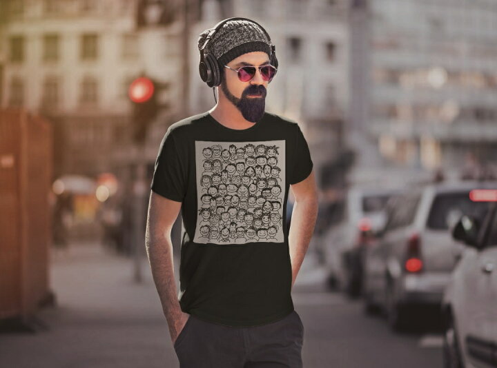 楽天市場 Tシャツ メンズ 半袖 ブラック デザイン Xs S M L Xl 2xl Tシャツ ティーシャツ T Shirt 黒 イラスト 人物 モノトーン Kabeコレ