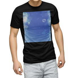 tシャツ メンズ 半袖 ブラック デザイン XS S M L XL 2XL Tシャツ ティーシャツ T shirt　黒 002168 クール しゃぼん玉　青