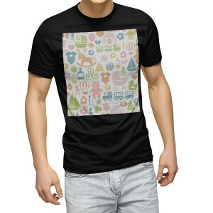 tシャツ メンズ 半袖 ブラック デザイン XS S M L XL 2XL Tシャツ ティーシャツ T shirt　黒 003472 クール ユニーク ベビー　模様　カラフル
