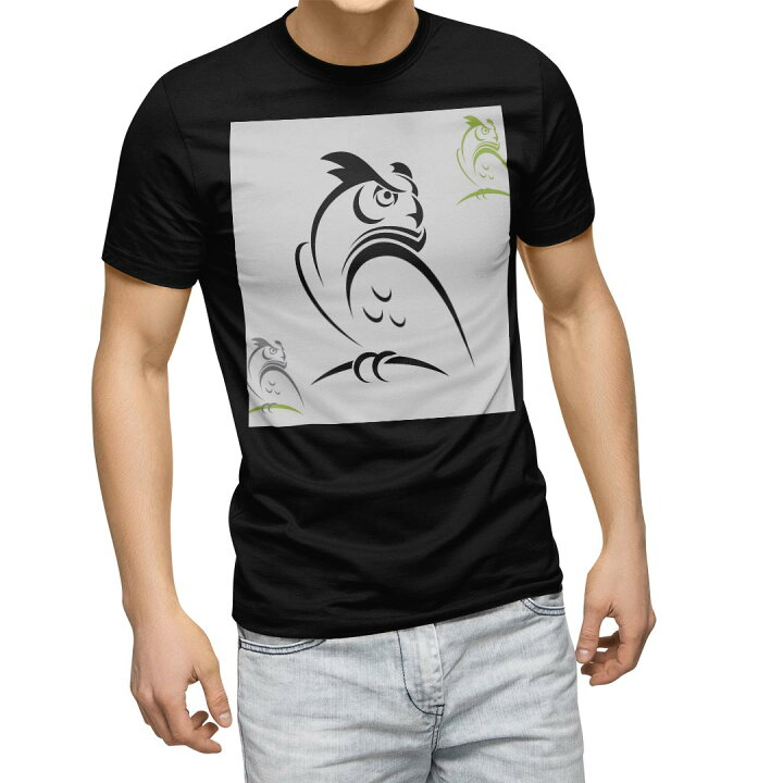 楽天市場 Tシャツ メンズ 半袖 ブラック デザイン Xs S M L Xl 2xl Tシャツ ティーシャツ T Shirt 黒 ユニーク 鳥 動物 イラスト Kabeコレ