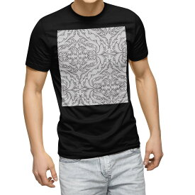 tシャツ メンズ 半袖 ブラック デザイン XS S M L XL 2XL Tシャツ ティーシャツ T shirt　黒 003827 クール 模様　エレガント　視r