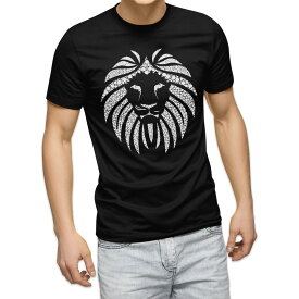 tシャツ メンズ 半袖 ブラック デザイン XS S M L XL 2XL Tシャツ ティーシャツ T shirt 黒 022695 ライオン