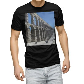 tシャツ メンズ 半袖 ブラック デザイン XS S M L XL 2XL Tシャツ ティーシャツ T shirt　黒 022877 写真　建築物