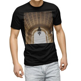 tシャツ メンズ 半袖 ブラック デザイン XS S M L XL 2XL Tシャツ ティーシャツ T shirt　黒 022879 写真　建築物