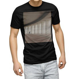 tシャツ メンズ 半袖 ブラック デザイン XS S M L XL 2XL Tシャツ ティーシャツ T shirt　黒 023157 建築物　写真