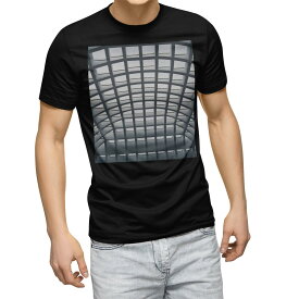 tシャツ メンズ 半袖 ブラック デザイン XS S M L XL 2XL Tシャツ ティーシャツ T shirt　黒 023229 建築物　モノクロ