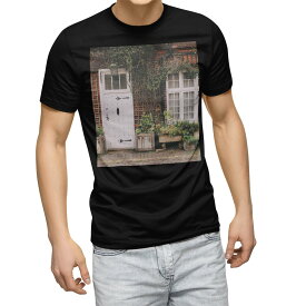 tシャツ メンズ 半袖 ブラック デザイン XS S M L XL 2XL Tシャツ ティーシャツ T shirt　黒 023443 建物　写真