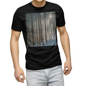 tシャツ メンズ 半袖 ブラック デザイン XS S M L XL 2XL Tシャツ ティーシャツ T shirt　黒 023493 景色　自然　写真