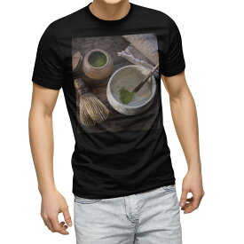 tシャツ メンズ 半袖 ブラック デザイン XS S M L XL 2XL Tシャツ ティーシャツ T shirt　黒 023557 お茶　抹茶　茶道　日本　和