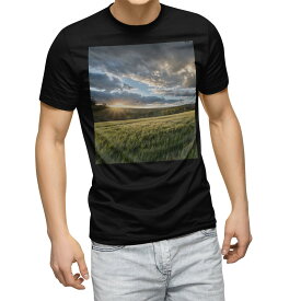 tシャツ メンズ 半袖 ブラック デザイン XS S M L XL 2XL Tシャツ ティーシャツ T shirt　黒 023861 景色　自然　写真