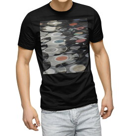 tシャツ メンズ 半袖 ブラック デザイン XS S M L XL 2XL Tシャツ ティーシャツ T shirt　黒 023940 レコード　音楽