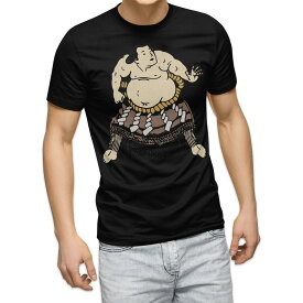 tシャツ メンズ 半袖 ブラック デザイン XS S M L XL 2XL Tシャツ ティーシャツ T shirt　黒 026177 相撲　関取　日本　和