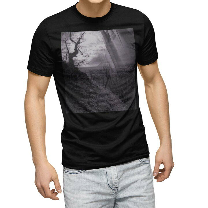 楽天市場 Tシャツ メンズ 半袖 ブラック デザイン Xs S M L Xl 2xl Tシャツ ティーシャツ T Shirt 黒 写真 風景 月 イラスト 夜 Kabeコレ